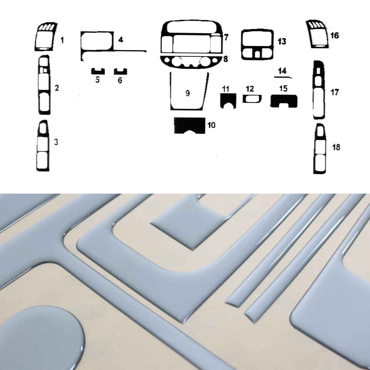 Toyota Camry Dashboard Kit - Omac - 18 Pcs. - Aluminum - '02-'06